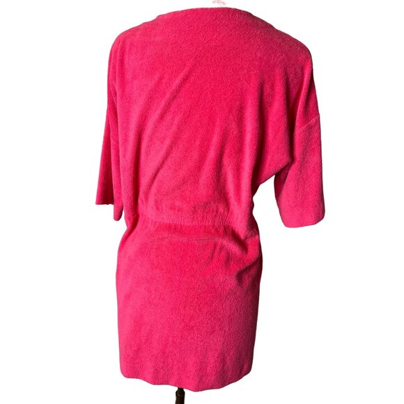 Vintage Shadowline Pink Terry Cloth Wrap Robe Small Mini Boho Barbie - Picture 6 of 11